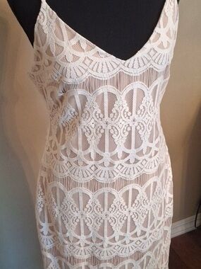 Leith Ivory Lace Midi Slip Dress